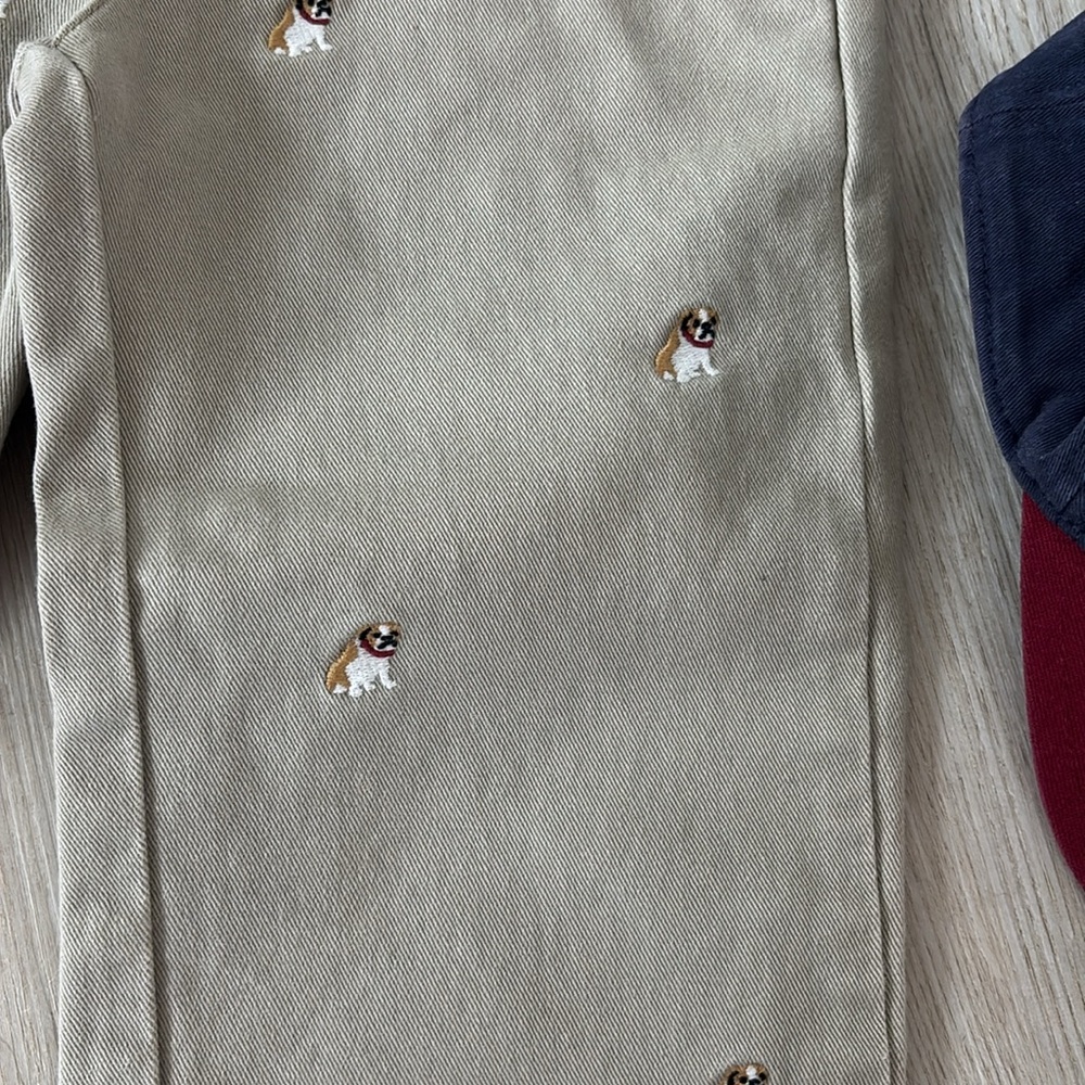 Kids Tan Embroidered Pants - Picture 2 of 6